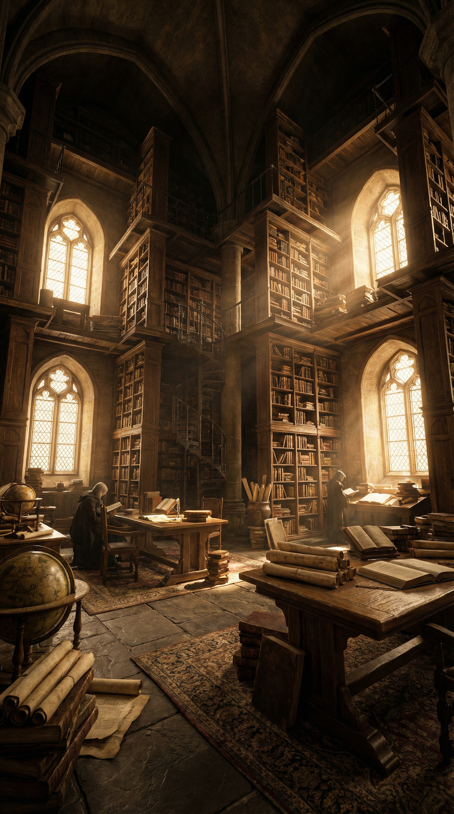 Ancient library interior